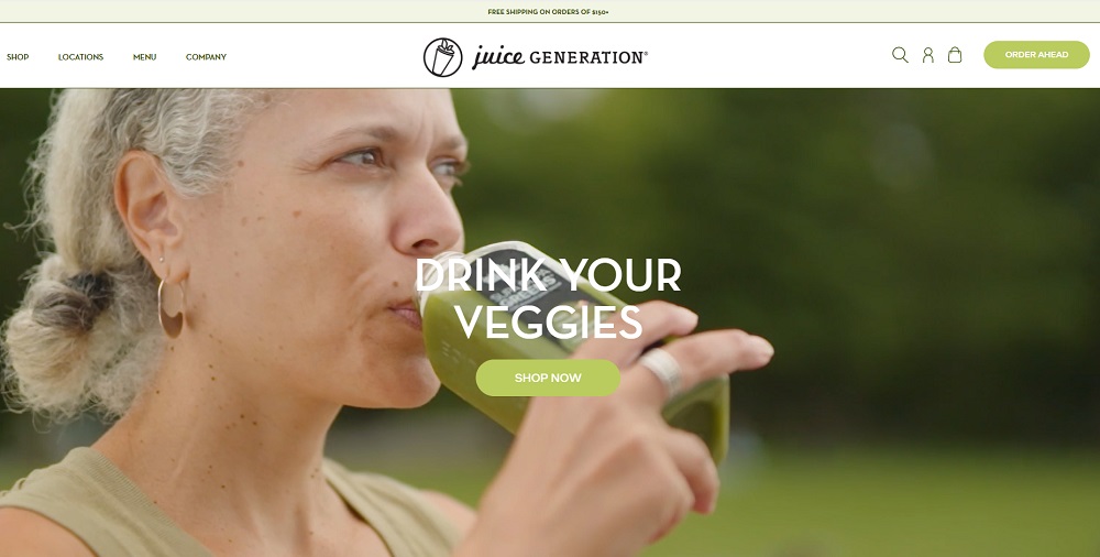 An image of Juice Generation's website homepage