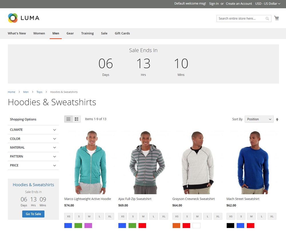Countdown clock as the event ticker feature in Magento