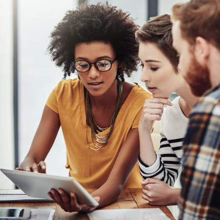 A team checks if every element of a client's brand identity has been properly implemented