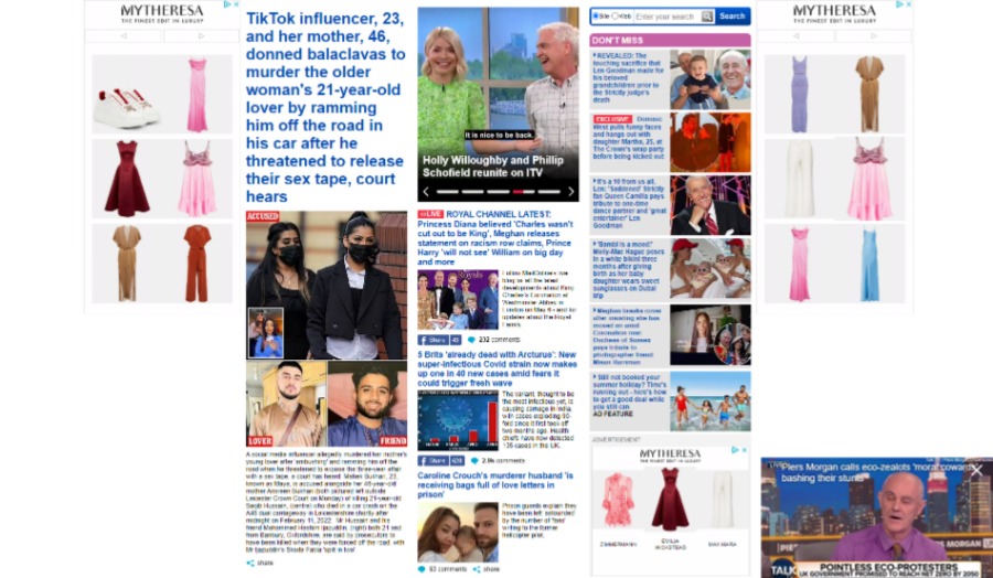 an example of cluttered, poorly designed website by DailyMail.co.uk