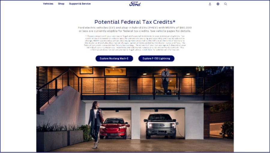 an example of cluttered, difficult-to-read text on Ford.com's homepage