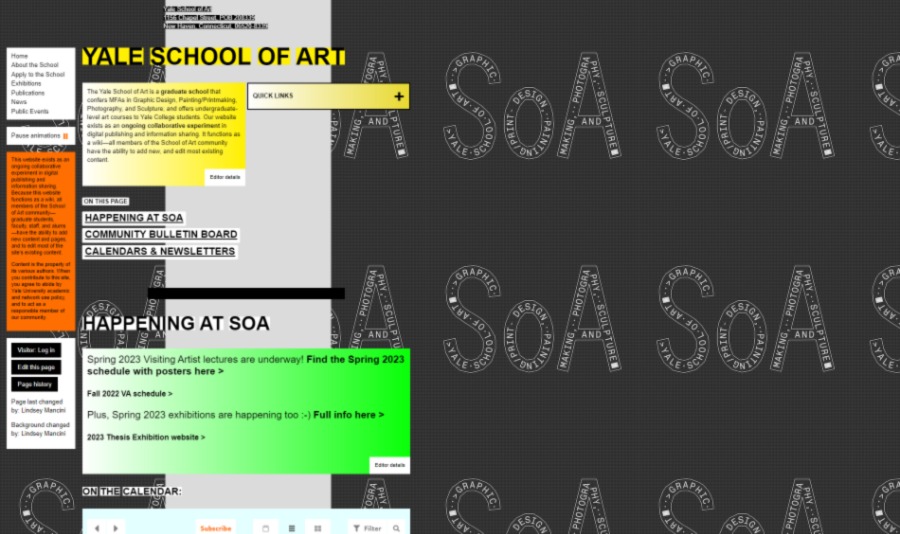 Yale School of Art's website is an iconic example of bad website design