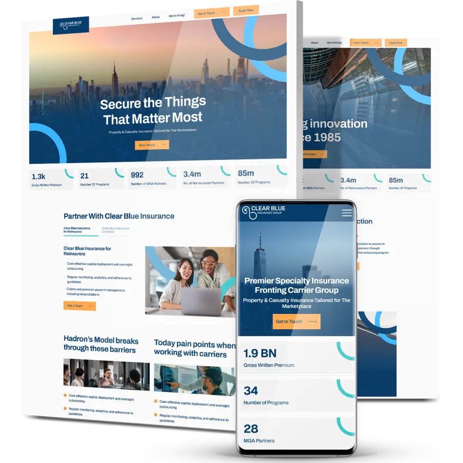 Image showing Clear Blue insurance's website design