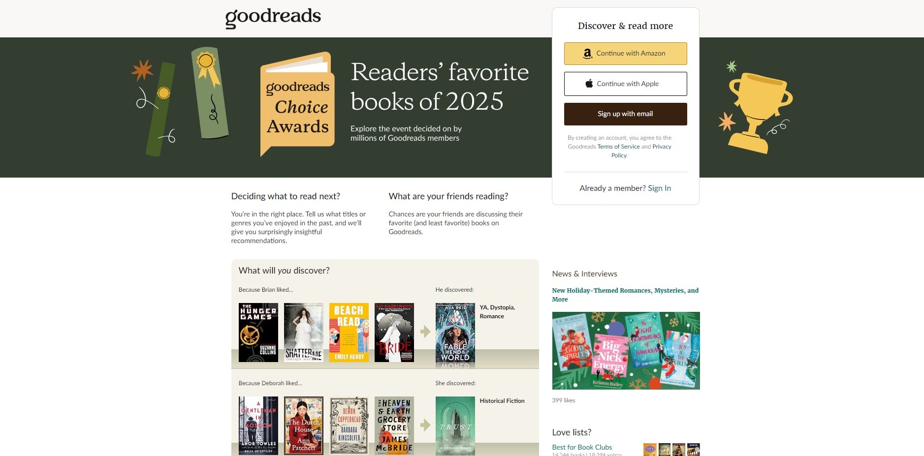 Goodreads website screenshot