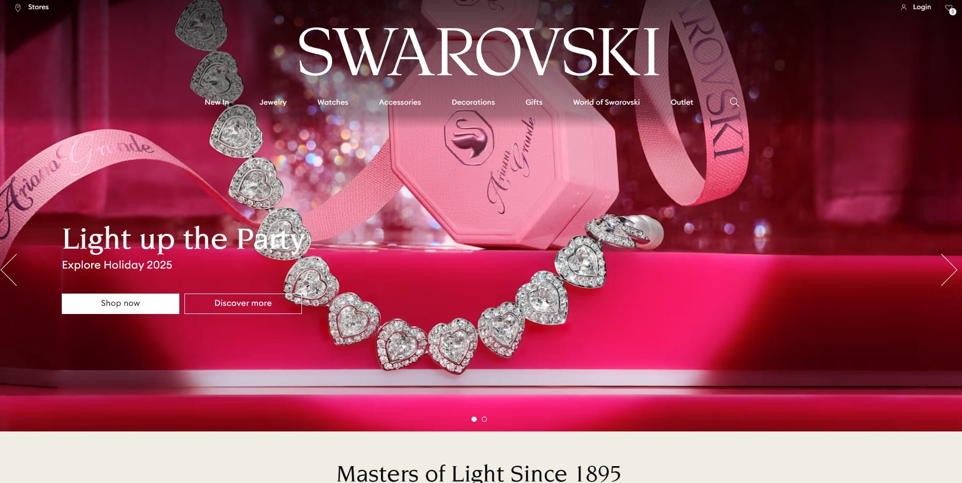 Swarovski website screenshot