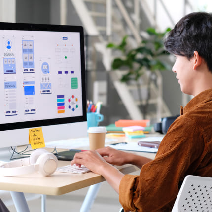 Graphic designer creates a custom web design