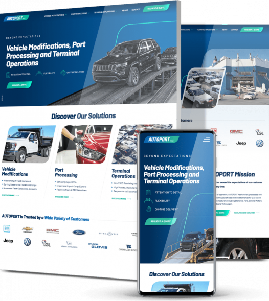 Auto repair website design: autoport hero