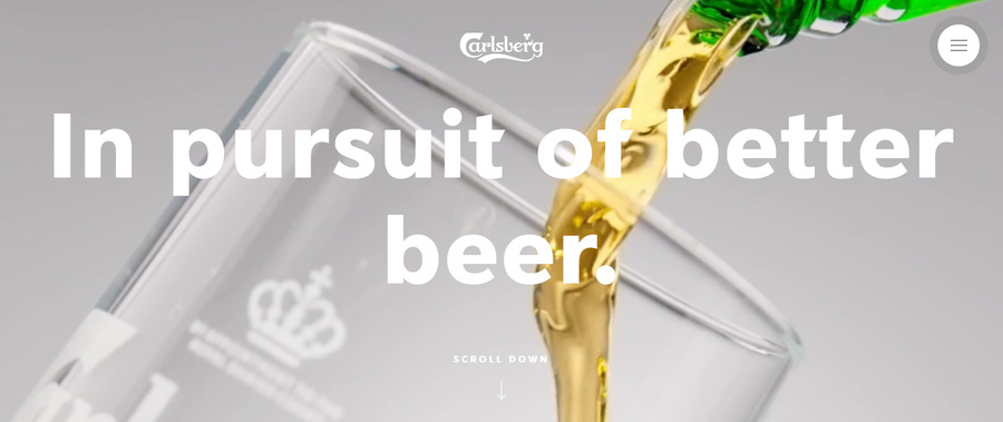 Carlsberg's homepage as an example of a creative web design