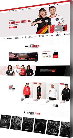 Shopify website design company portfolio example: G2 Esports