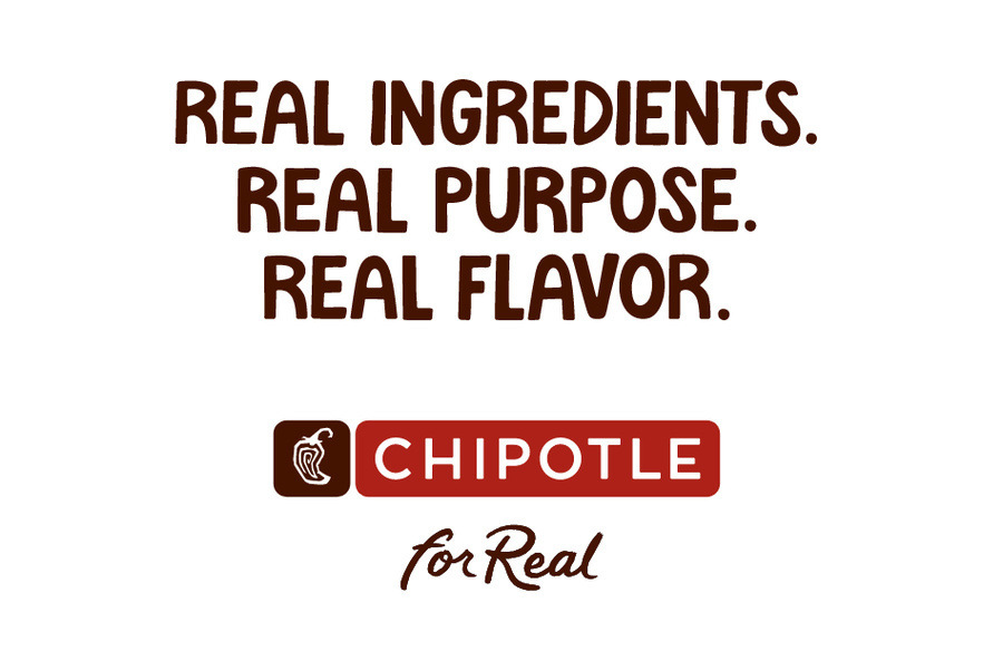Chipotle's website messaging focusing on its "real" qualities and value