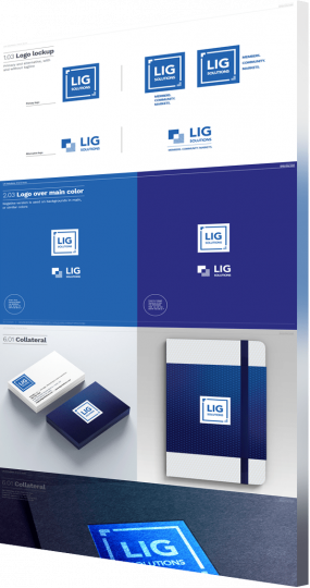 Brand design services portfolio example: LIG Solutions