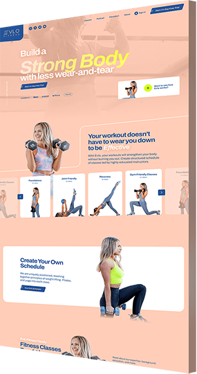 Gym web design agency portfolio example: Evlo Fitness