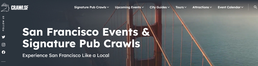 CrawlSF's website homepage hero section