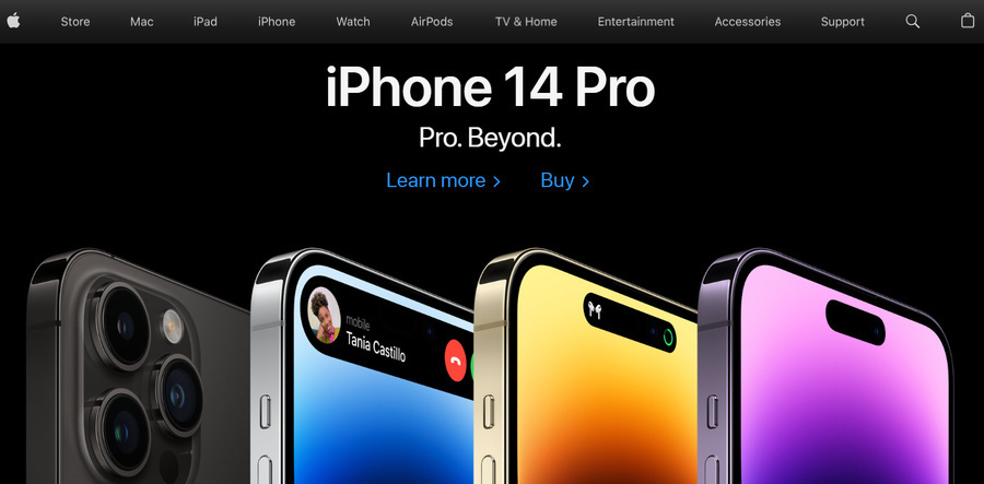 Apple's website homepage as top-level branding example