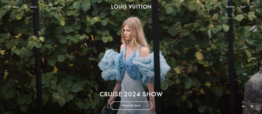 An image of a woman in fancy dress taken from the Louis Vuitton website