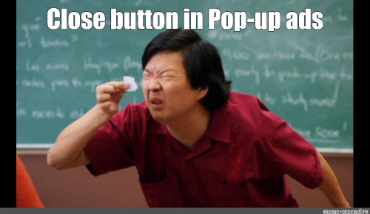 a meme featuring famous actor looking for a close button in pop-ups.