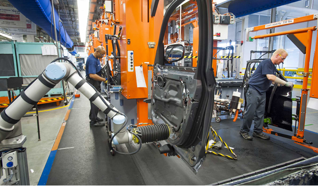 An image of BMW factory robots.