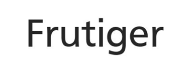 The word Frutiger written in the Frutiger font