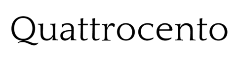 The word Quattrocento written in the Quattrocento font