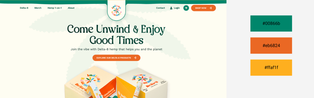 An example of a website with soft colors combination