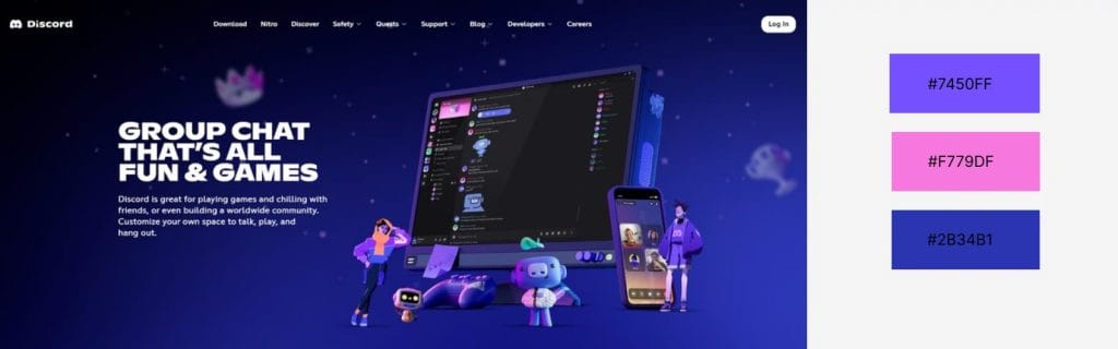 Discord website color scheme
