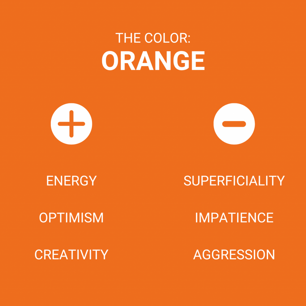 An image showing positive and negative connotations of the color orange