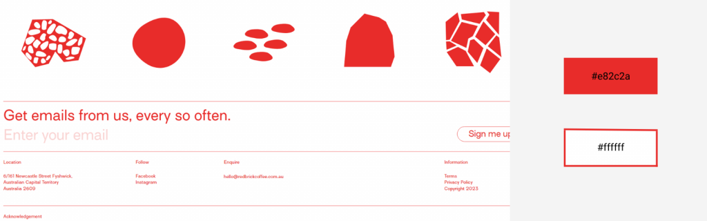 An example of a website with white and red color combination