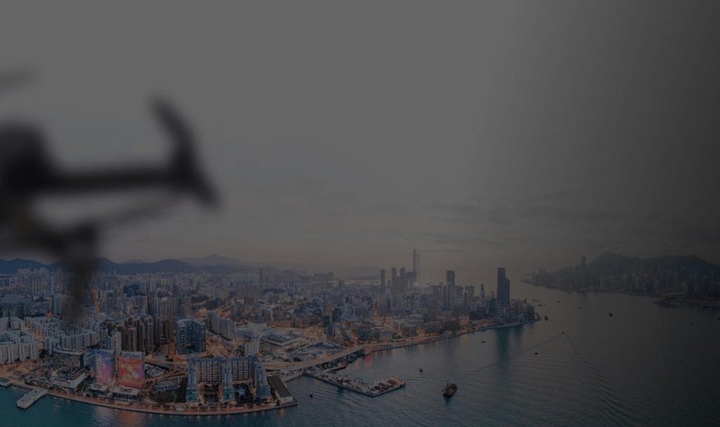 A background image for Verus of a flying drone