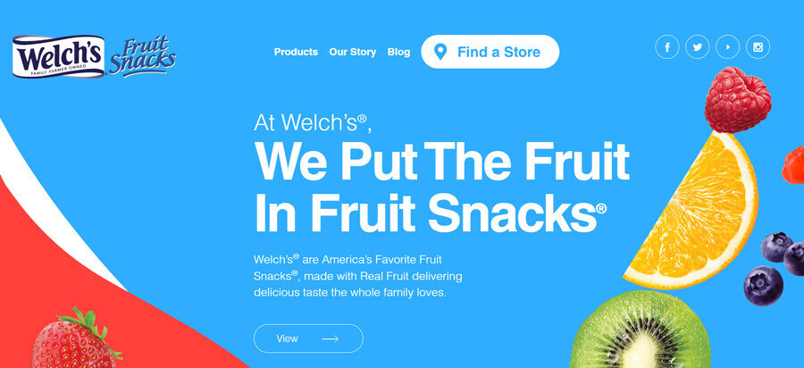 Welch's Fruit Snacks' website homepage