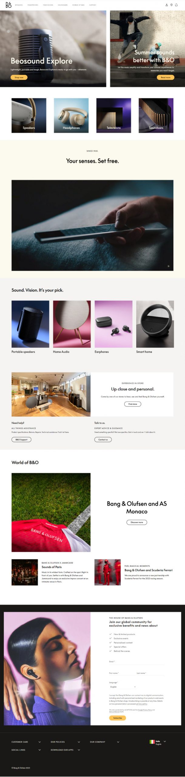 An image of Bang & Olufsen products
