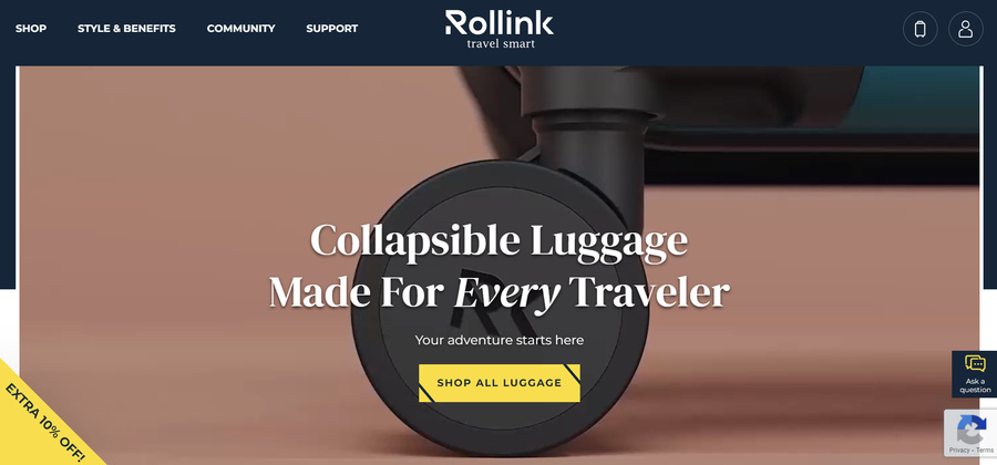 Rollink's website homepage