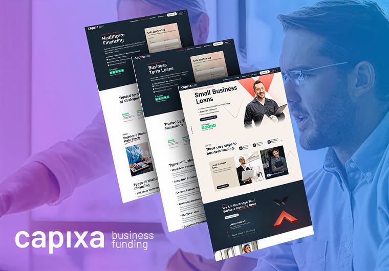 Three stacked images of Capixa's website design