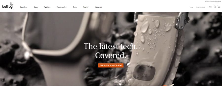 Bellroy's website homepage