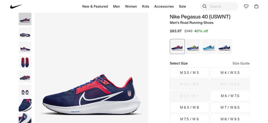 Nike product page