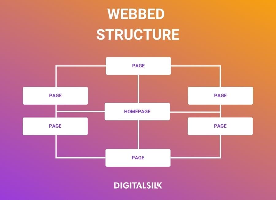 Graphic showing a webbed website structure