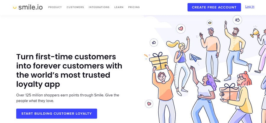 Screenshot of Smile.io's website homepage