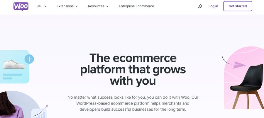 Screenshot of WooCommerce's website homepage