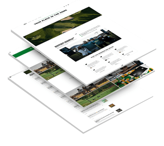 Three stacked images of Link's Golf's website