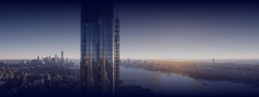 Background image of a skyscraper in New York