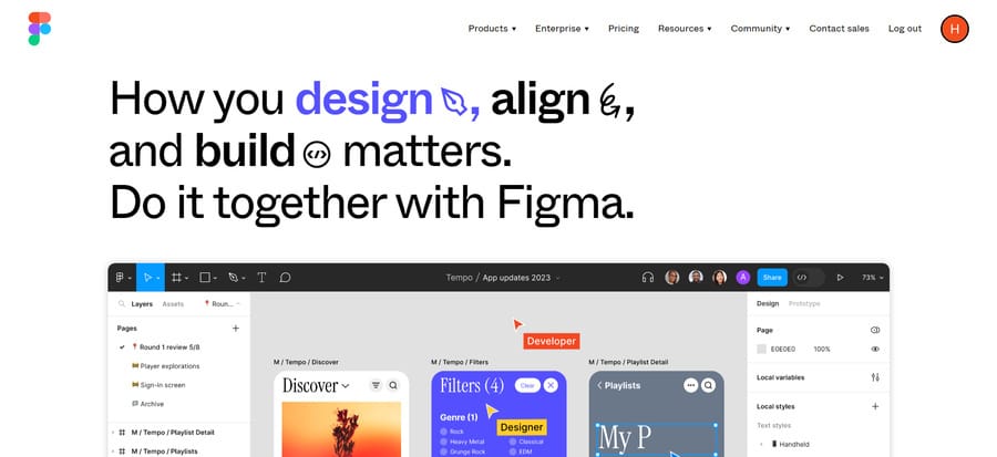 A screenshot of Figma's website homepage