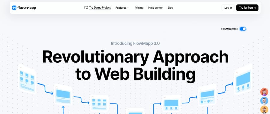 A screenshot of FlowMapp's website homepage