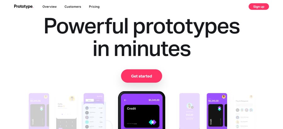 A screenshot of InVision Prototype's website homepage