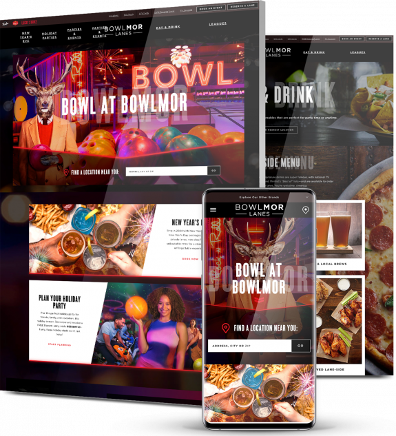 Bowlmor web design collage