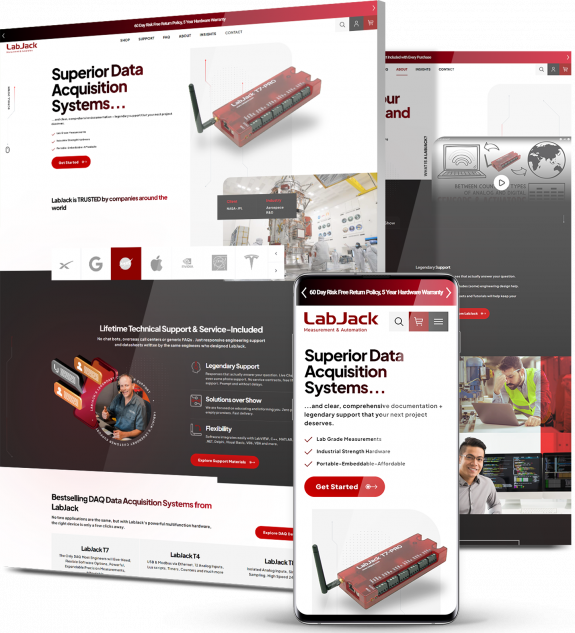 LabJack web design collage