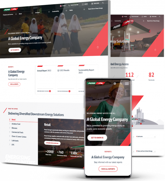 PumaEnergy web design collage