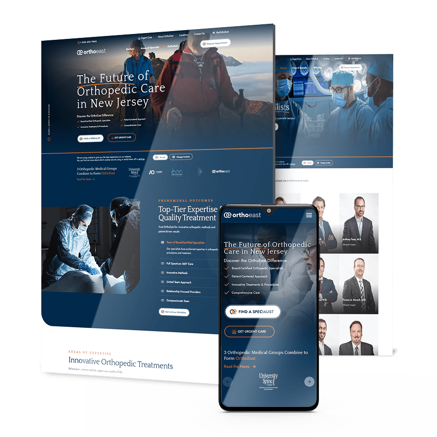 OrthoEast website across multiple devices