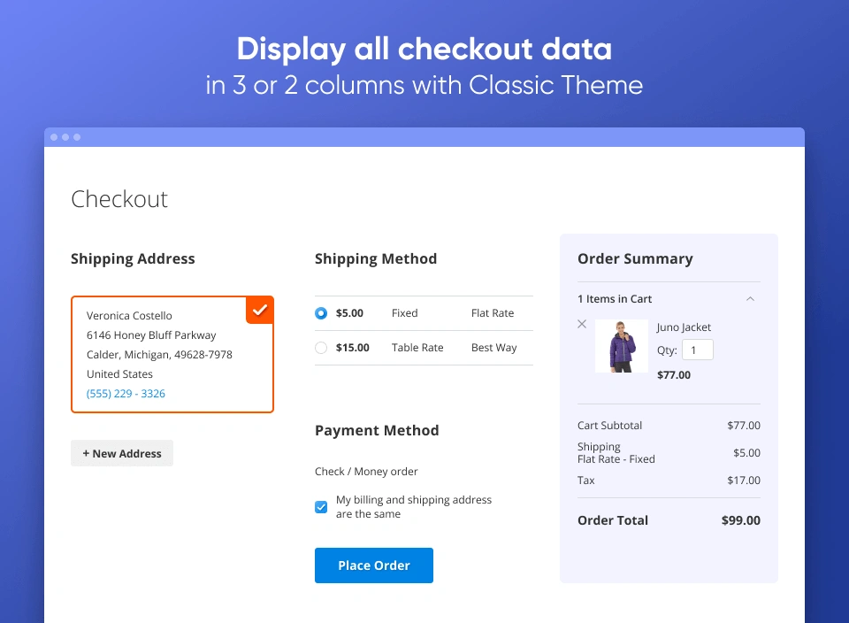 An example of Amasty's Magento extension checkout area