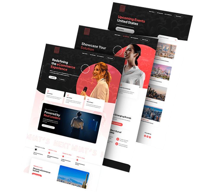 A trio of Retail Summits' web design screenshots