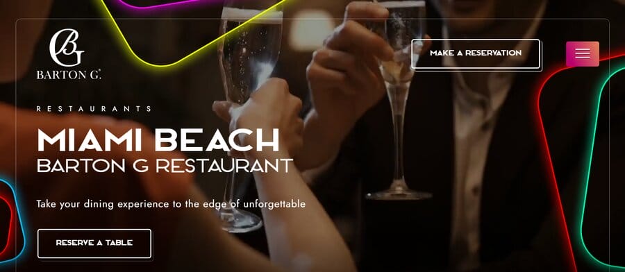 Barton G, SaaS restaurant website design examples