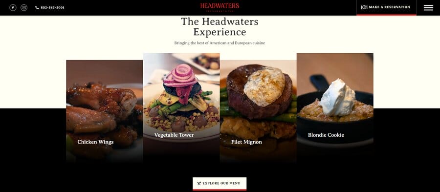 Headwaters, SaaS restaurant website design examples